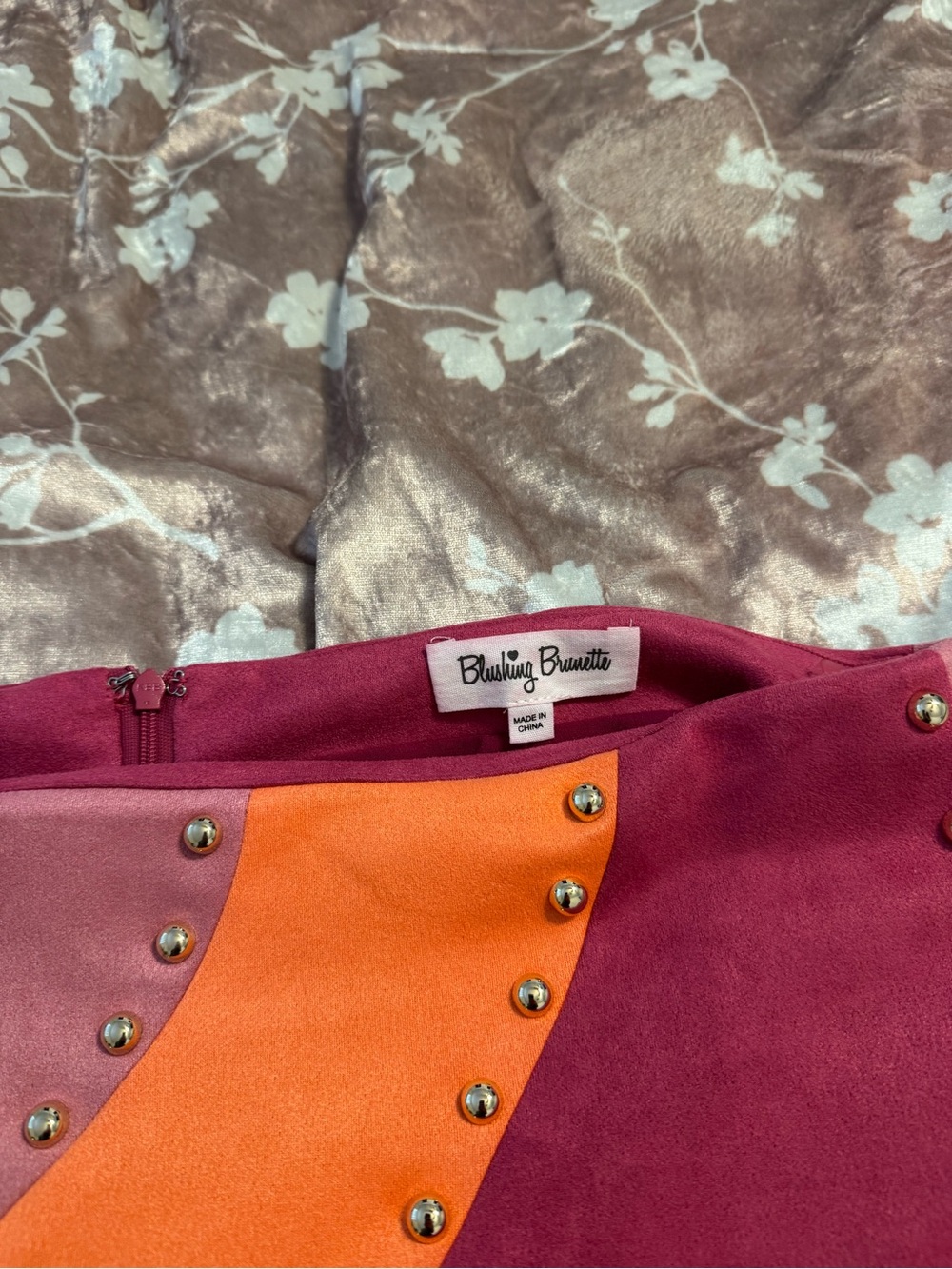 NWOT Blushing Brunette Colorblock Halter Neck Faux Suede Studded Skirt Set Sz XL - Picture 7 of 12